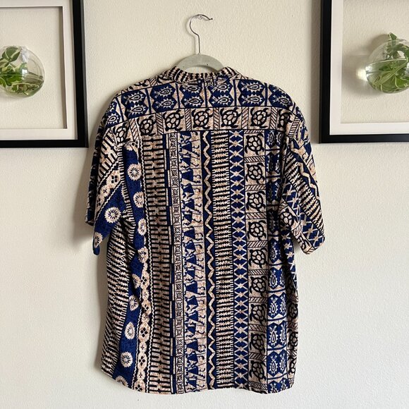Vintage Hawaiian Aloha Shirt Blue & Tan Button Down – Size XL - Picture 3 of 7